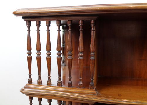 EDWARDIAN MAHOGANY INLAID SERPENTINE REVOLVING BOOKCASE - ADDITIONAL PHOTO 7