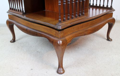 EDWARDIAN MAHOGANY INLAID SERPENTINE REVOLVING BOOKCASE - ADDITIONAL PHOTO 9