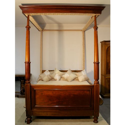6ft william iv mahogany four poster bed - CATEGORY: ANTIQUE BEDS - DATED 1800