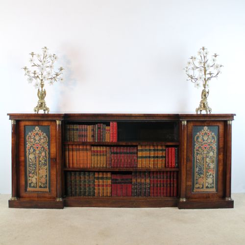 regency empire rosewood dwarffloor bookcase - CATEGORY: ANTIQUE BOOKCASES - DATED REGENCY