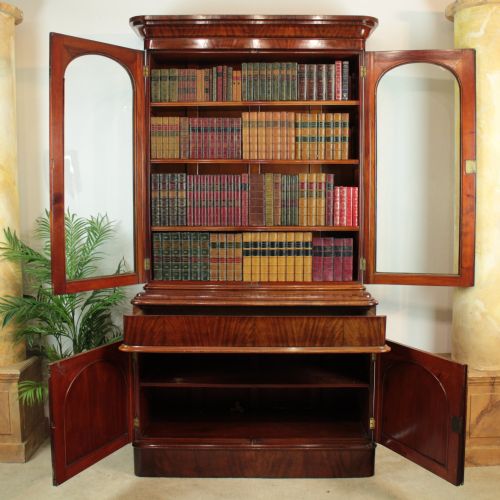 ANTIQUE VICTORIAN MAHOGANY TWO DOOR BOOKCASE - ADDITIONAL PHOTO 10