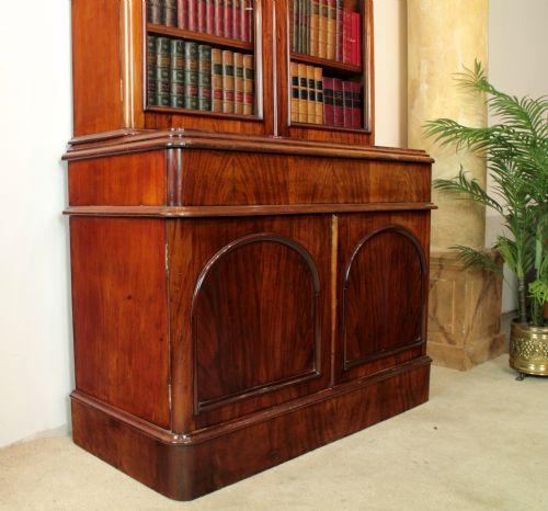ANTIQUE VICTORIAN MAHOGANY TWO DOOR BOOKCASE - ADDITIONAL PHOTO 13