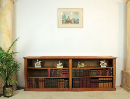 LARGE VICTORIAN OAK FLOOR BOOKCASE 8FT WIDE - ADDITIONAL PHOTO 1