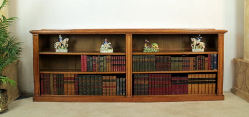 LARGE VICTORIAN OAK FLOOR BOOKCASE 8FT WIDE - ADDITIONAL PHOTO 2