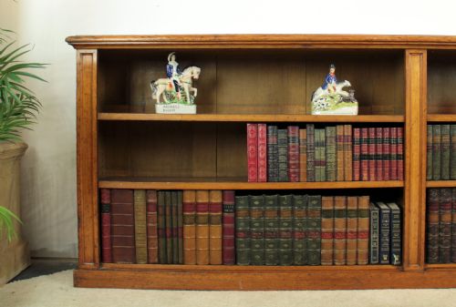 LARGE VICTORIAN OAK FLOOR BOOKCASE 8FT WIDE - ADDITIONAL PHOTO 4