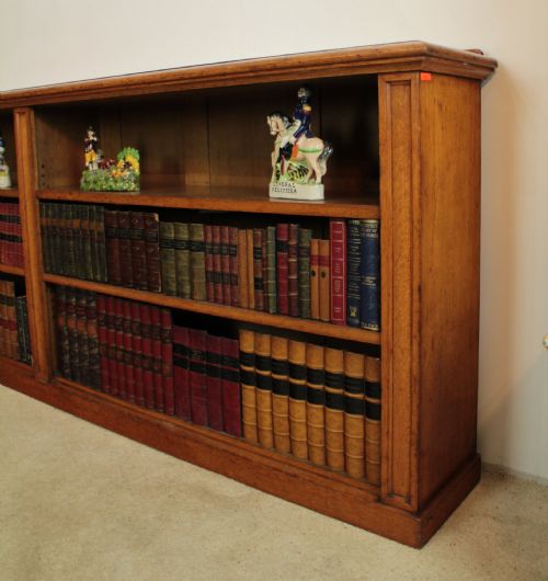 LARGE VICTORIAN OAK FLOOR BOOKCASE 8FT WIDE - ADDITIONAL PHOTO 14