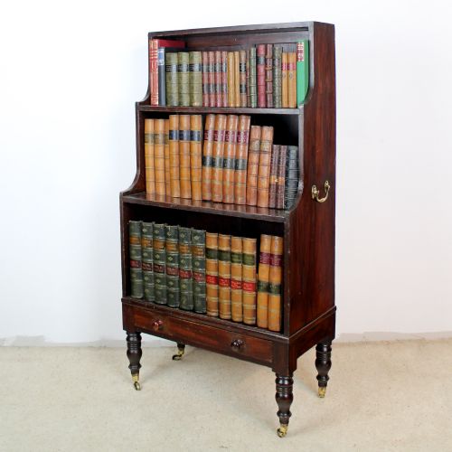 georgian campaign stained pine waterfall bookcase - CATEGORY: ANTIQUE BOOKCASES - DATED GEORGIAN