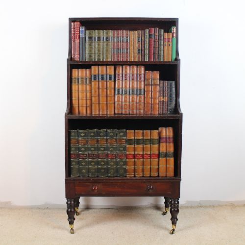 GEORGIAN CAMPAIGN STAINED PINE WATERFALL BOOKCASE - ADDITIONAL PHOTO 1