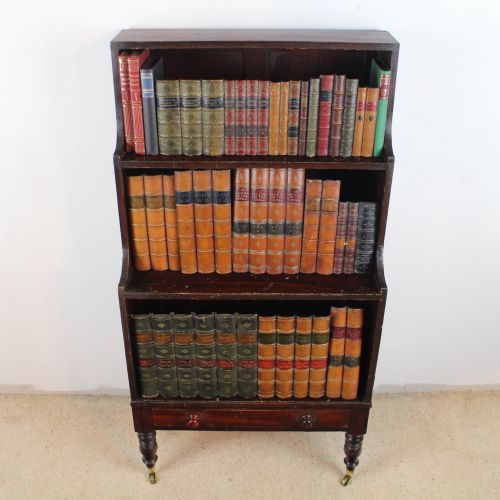 GEORGIAN CAMPAIGN STAINED PINE WATERFALL BOOKCASE - ADDITIONAL PHOTO 3