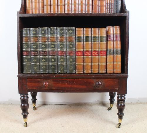GEORGIAN CAMPAIGN STAINED PINE WATERFALL BOOKCASE - ADDITIONAL PHOTO 5