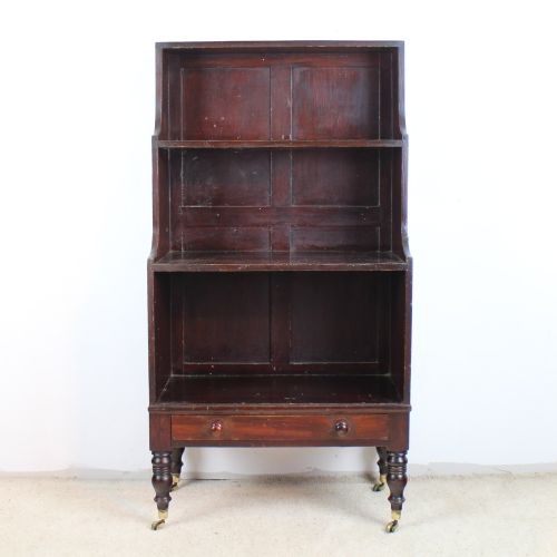 GEORGIAN CAMPAIGN STAINED PINE WATERFALL BOOKCASE - ADDITIONAL PHOTO 10
