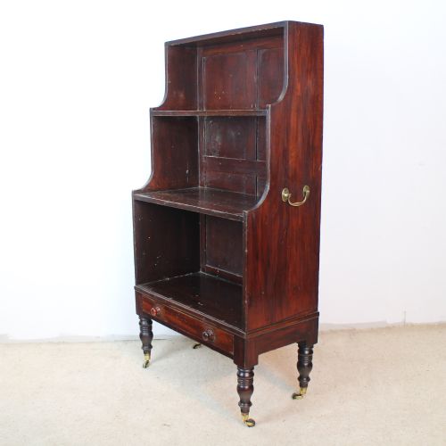 GEORGIAN CAMPAIGN STAINED PINE WATERFALL BOOKCASE - ADDITIONAL PHOTO 11