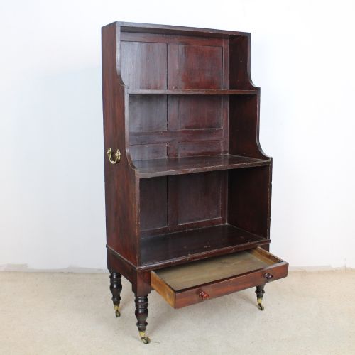GEORGIAN CAMPAIGN STAINED PINE WATERFALL BOOKCASE - ADDITIONAL PHOTO 13