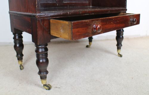 GEORGIAN CAMPAIGN STAINED PINE WATERFALL BOOKCASE - ADDITIONAL PHOTO 14