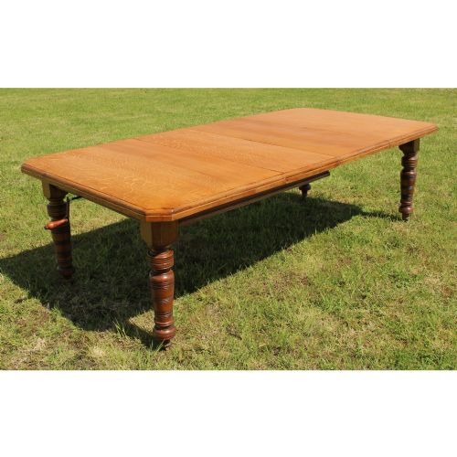 arts crafts oak extending dining table 8ftseats 10 - CATEGORY: ANTIQUE TABLES - DATED VICTORIAN