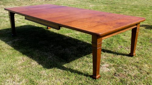 ARTS CRAFTS OAK EXTENDING DINING TABLE 10FT12 PEOPLE - ADDITIONAL PHOTO 1
