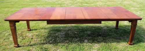ARTS CRAFTS OAK EXTENDING DINING TABLE 10FT12 PEOPLE - ADDITIONAL PHOTO 2
