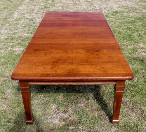 ARTS CRAFTS OAK EXTENDING DINING TABLE 10FT12 PEOPLE - ADDITIONAL PHOTO 3