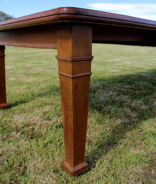 ARTS CRAFTS OAK EXTENDING DINING TABLE 10FT12 PEOPLE - ADDITIONAL PHOTO 4