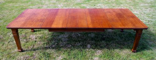 ARTS CRAFTS OAK EXTENDING DINING TABLE 10FT12 PEOPLE - ADDITIONAL PHOTO 5