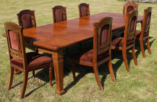 ARTS CRAFTS OAK EXTENDING DINING TABLE 10FT12 PEOPLE - ADDITIONAL PHOTO 9