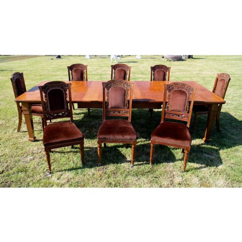 SET OF EIGHT WALNUT HIGH BACK ART NOUVEAU DINING CHAIRS 8 - ADDITIONAL PHOTO 5