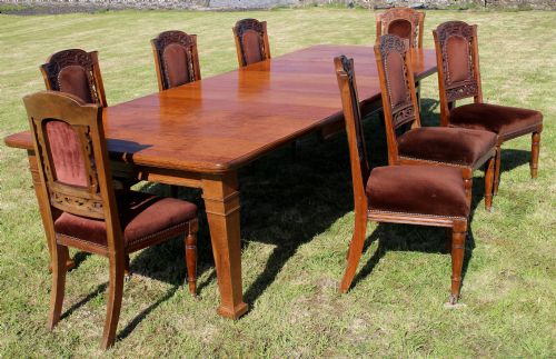SET OF EIGHT WALNUT HIGH BACK ART NOUVEAU DINING CHAIRS 8 - ADDITIONAL PHOTO 1