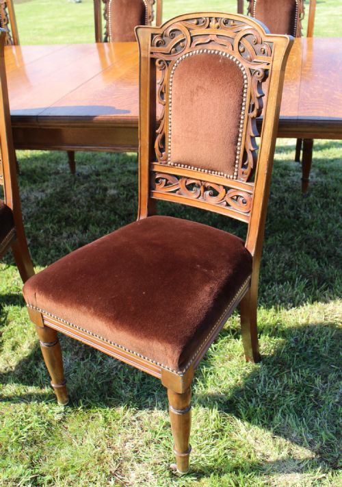 SET OF EIGHT WALNUT HIGH BACK ART NOUVEAU DINING CHAIRS 8 - ADDITIONAL PHOTO 7