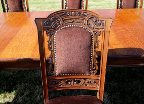 SET OF EIGHT WALNUT HIGH BACK ART NOUVEAU DINING CHAIRS 8 - ADDITIONAL PHOTO 8