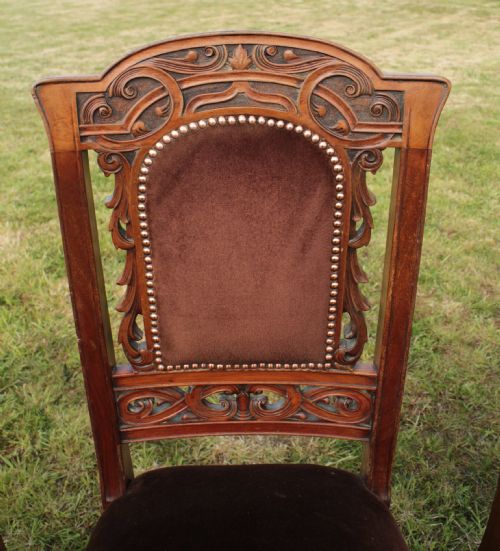 SET OF EIGHT WALNUT HIGH BACK ART NOUVEAU DINING CHAIRS 8 - ADDITIONAL PHOTO 9