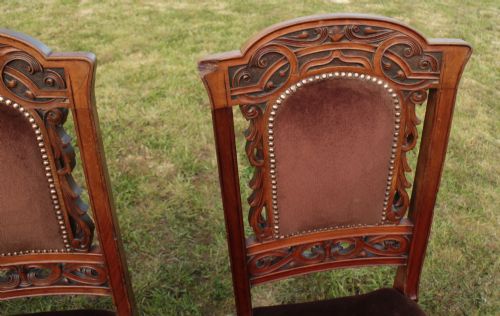 SET OF EIGHT WALNUT HIGH BACK ART NOUVEAU DINING CHAIRS 8 - ADDITIONAL PHOTO 14