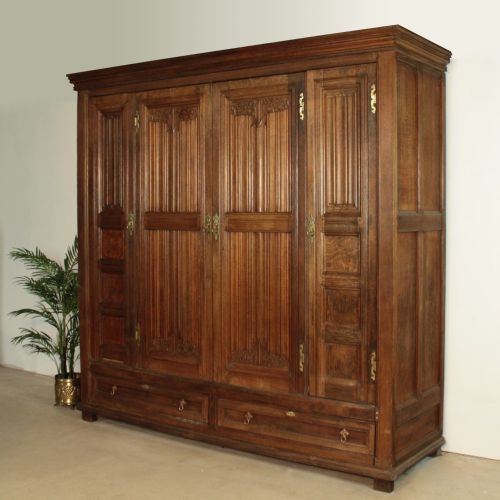 ARTS CRAFTS GILLOWSPUGIN OAK WARDROBE PRESS 8FT WIDE X 8FT HIGH - ADDITIONAL PHOTO 1