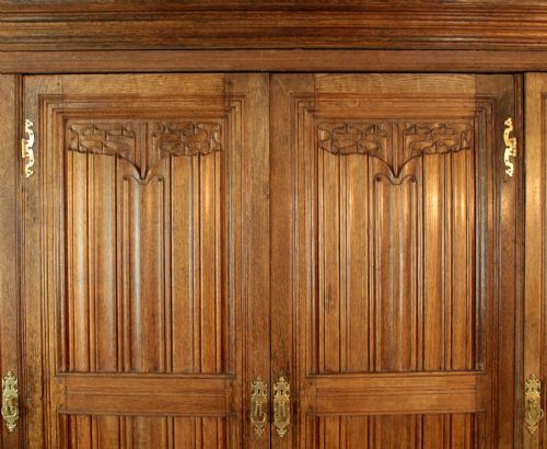 ARTS CRAFTS GILLOWSPUGIN OAK WARDROBE PRESS 8FT WIDE X 8FT HIGH - ADDITIONAL PHOTO 5