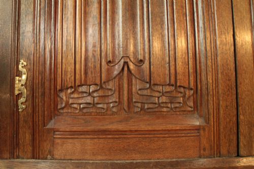 ARTS CRAFTS GILLOWSPUGIN OAK WARDROBE PRESS 8FT WIDE X 8FT HIGH - ADDITIONAL PHOTO 10