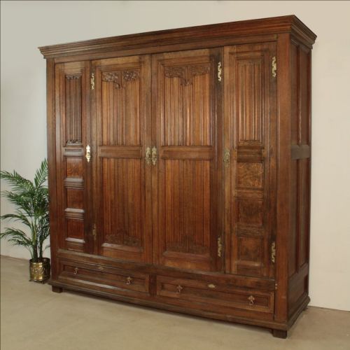 ARTS CRAFTS GILLOWSPUGIN OAK WARDROBE PRESS 8FT WIDE X 8FT HIGH - ADDITIONAL PHOTO 11