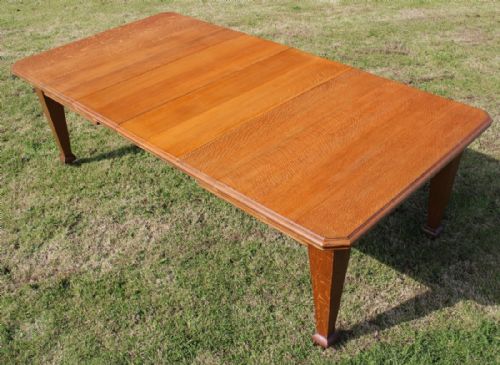 ARTS CRAFTS OAK EXTENDING DINING TABLE 8FTSEATS 10 - ADDITIONAL PHOTO 1