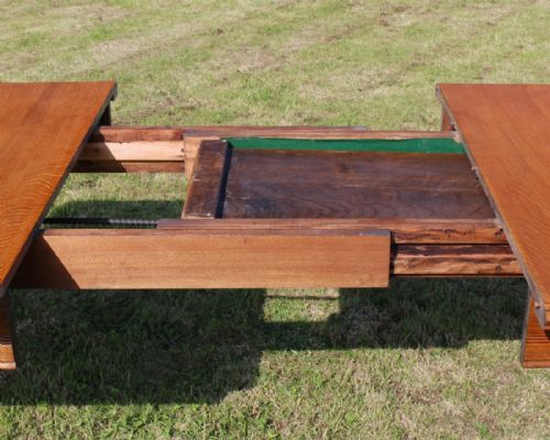 ARTS CRAFTS OAK EXTENDING DINING TABLE 8FTSEATS 10 - ADDITIONAL PHOTO 14