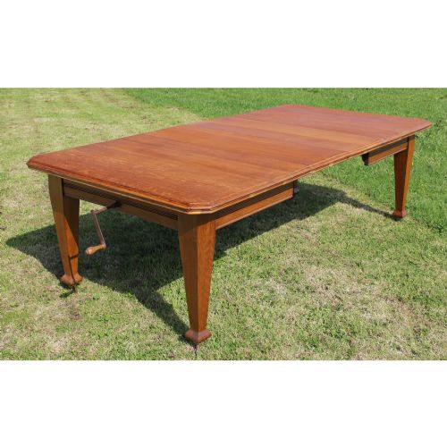 arts crafts oak extending dining table 8ftseats 10 - CATEGORY: ANTIQUE TABLES - DATED VICTORIAN