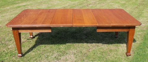 ARTS CRAFTS OAK EXTENDING DINING TABLE 8FTSEATS 10 - ADDITIONAL PHOTO 2