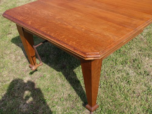 ARTS CRAFTS OAK EXTENDING DINING TABLE 8FTSEATS 10 - ADDITIONAL PHOTO 4