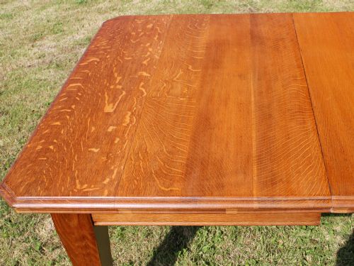 ARTS CRAFTS OAK EXTENDING DINING TABLE 8FTSEATS 10 - ADDITIONAL PHOTO 5