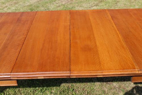 ARTS CRAFTS OAK EXTENDING DINING TABLE 8FTSEATS 10 - ADDITIONAL PHOTO 6