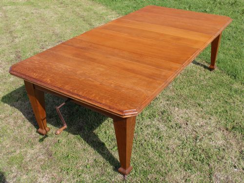 ARTS CRAFTS OAK EXTENDING DINING TABLE 8FTSEATS 10 - ADDITIONAL PHOTO 8