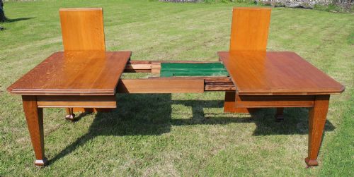 ARTS CRAFTS OAK EXTENDING DINING TABLE 8FTSEATS 10 - ADDITIONAL PHOTO 12
