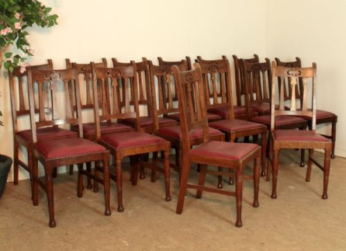 SET OF 14 ARTS CRAFTS DINING CHAIRS POSSIBLY WILLIAM BIRCH FOR LIBERTYS - ADDITIONAL PHOTO 2