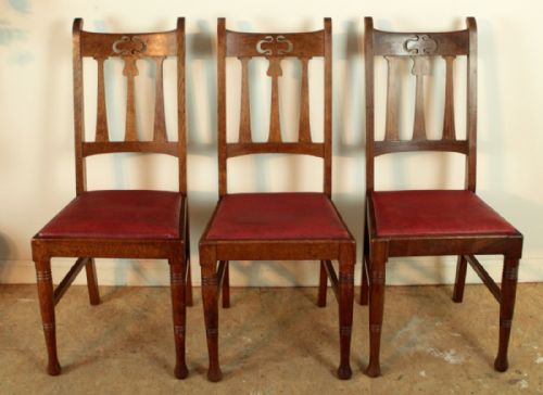SET OF 14 ARTS CRAFTS DINING CHAIRS POSSIBLY WILLIAM BIRCH FOR LIBERTYS - ADDITIONAL PHOTO 5