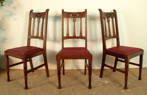 SET OF 14 ARTS CRAFTS DINING CHAIRS POSSIBLY WILLIAM BIRCH FOR LIBERTYS - ADDITIONAL PHOTO 6