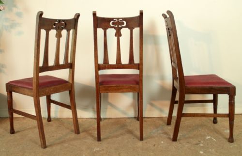 SET OF 14 ARTS CRAFTS DINING CHAIRS POSSIBLY WILLIAM BIRCH FOR LIBERTYS - ADDITIONAL PHOTO 7