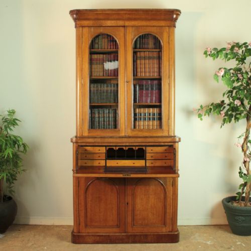 ANTIQUE VICTORIAN OAK SECRTAIRE BOOKCASE - ADDITIONAL PHOTO 1
