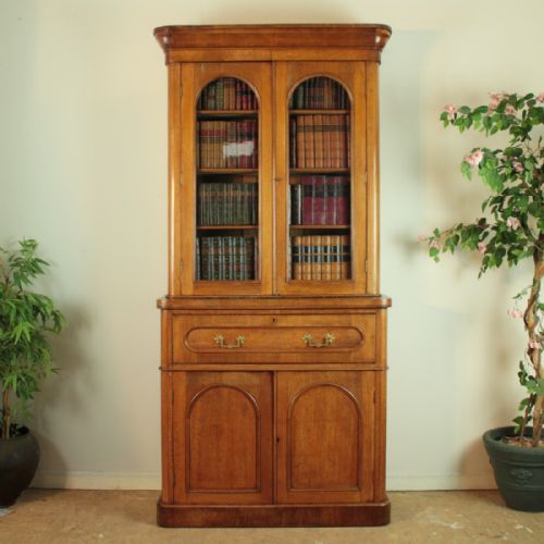 ANTIQUE VICTORIAN OAK SECRTAIRE BOOKCASE - ADDITIONAL PHOTO 4
